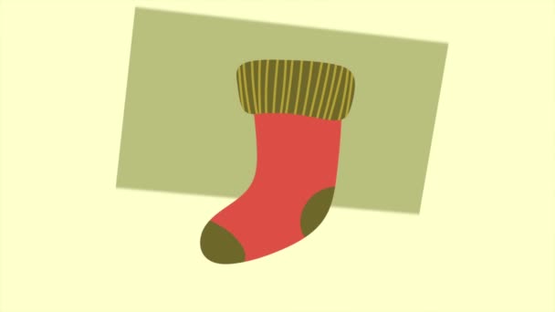 Καλά Χριστούγεννα Κάλτσα Διακόσμηση Animation Βίντεο Κινούμενα Σχέδια — Αρχείο Βίντεο