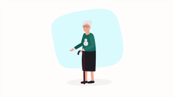老妇人庆祝圣诞节动画 4K视频动画 — 图库视频影像
