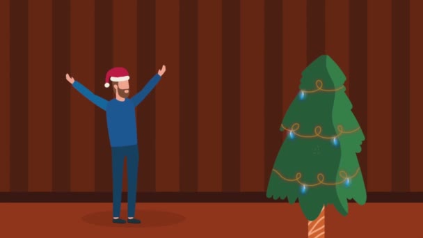 Muž Slaví Vánoční Postavy Animace Video Animované — Stock video