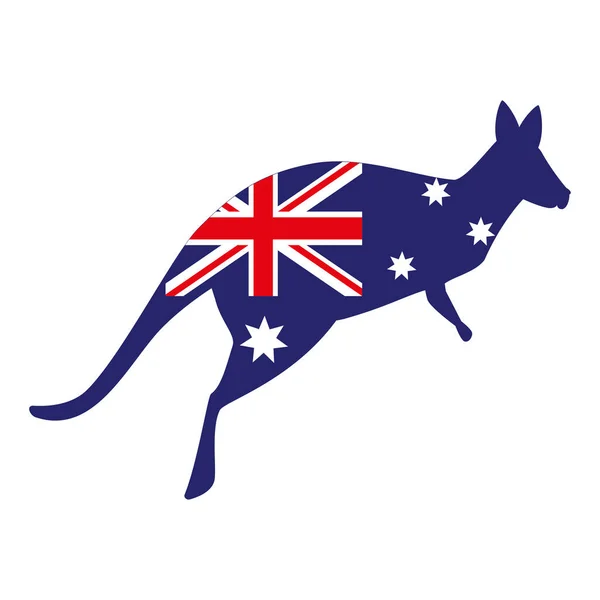 Australische Vlag Kangoeroe Silhouet — Stockvector