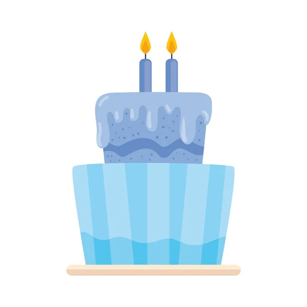 Niebieski Tort Urodzinowy Świecami — Wektor stockowy