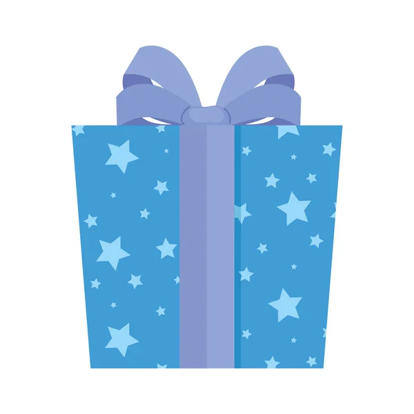 Blauw Cadeau Met Sterren Icoon — Stockvector