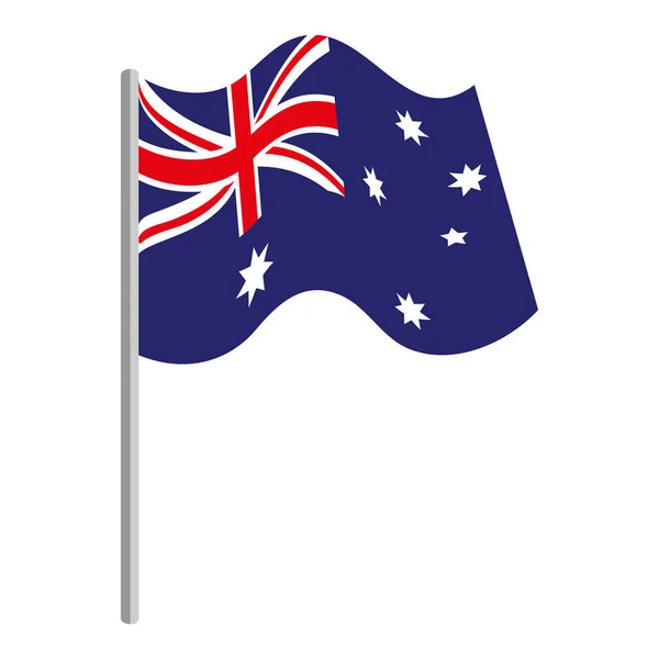 Australisk Flagga Viftar Med Stolpe — Stock vektor