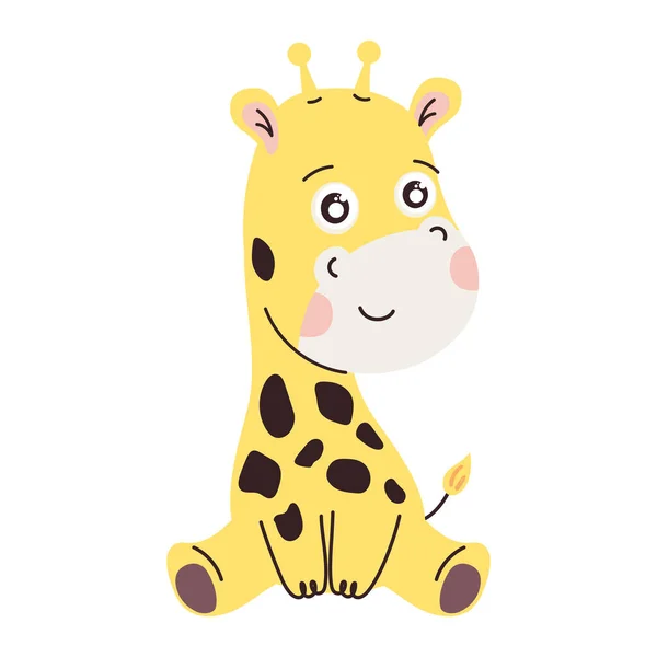 Schattig Giraffe Dier Teder Karakter — Stockvector