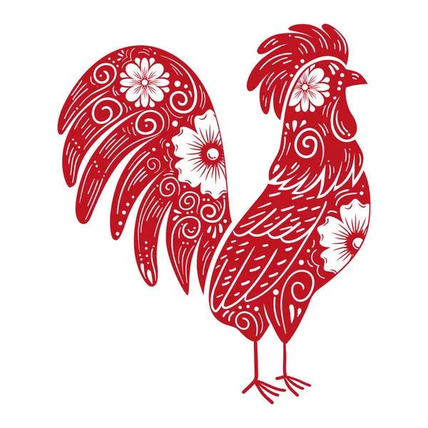 中国黄道带公鸡动物图标 — 图库矢量图片