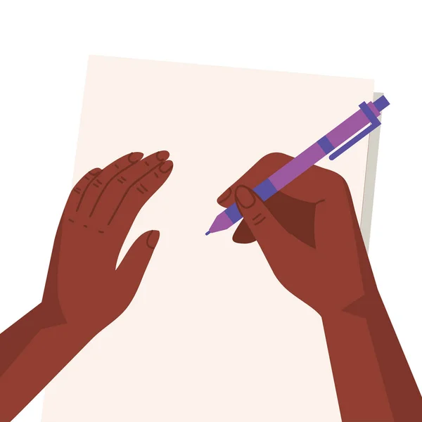 Afro Hands Writing Letter Icon — Stock Vector