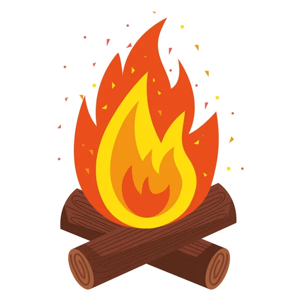 Hölzerne Lagerfeuer Flamme Zelten Symbol — Stockvektor