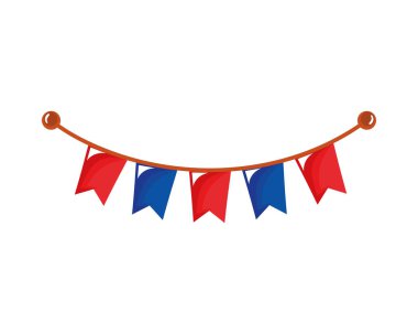 Mavi ve kırmızı çelenkler sallanıyor