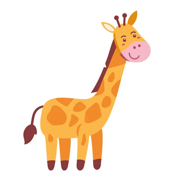 Schattig Giraffe Dier Stripfiguur — Stockvector