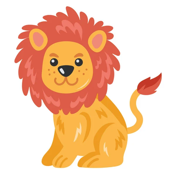 Cute Lion Animal Comic Character — 스톡 벡터