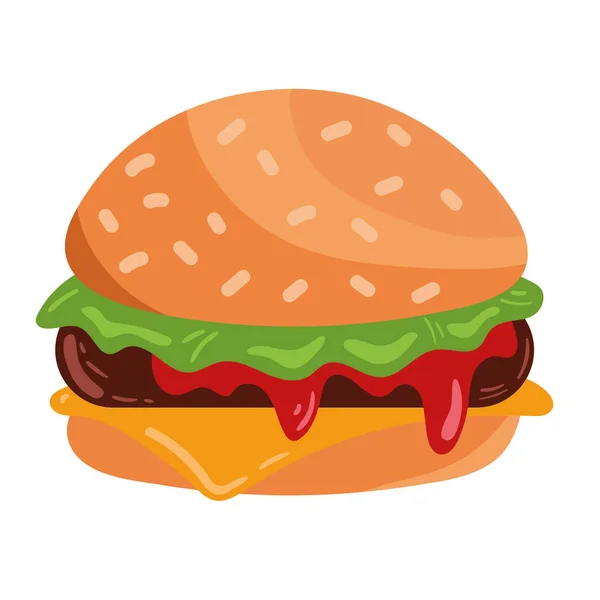 Hamburger Fast Food Heerlijk Pictogram — Stockvector