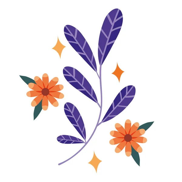 Blätter Und Blumen Boho Stil Ikone — Stockvektor