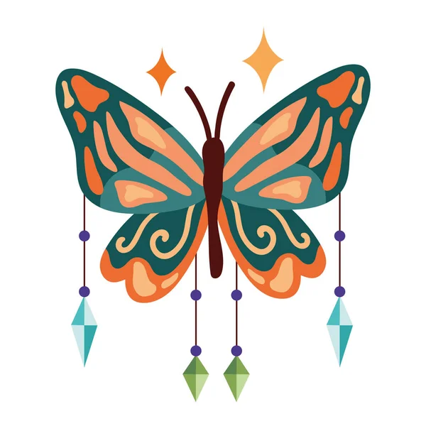 Motýl Zvíře Boho Styl Ikona — Stockový vektor