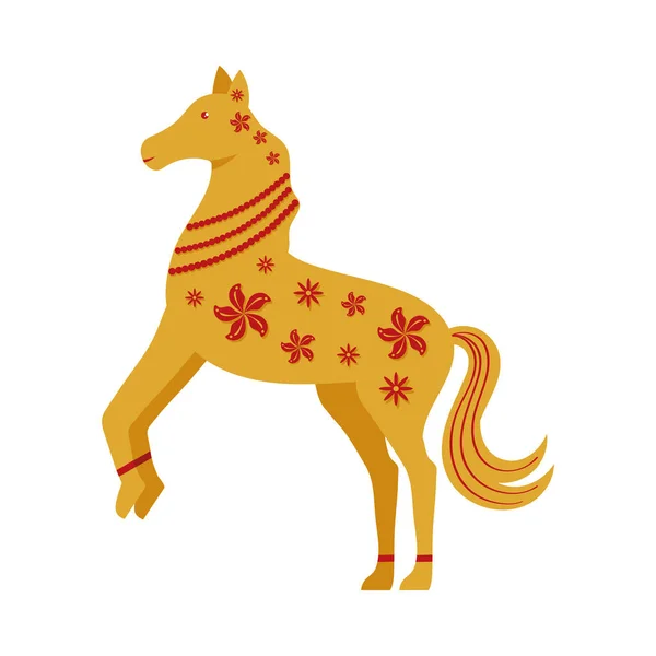 Cavalo Chinês Zodiacal Animal Dourado — Vetor de Stock