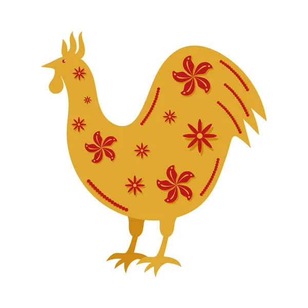 公鸡中国黄道带动物金黄色 — 图库矢量图片