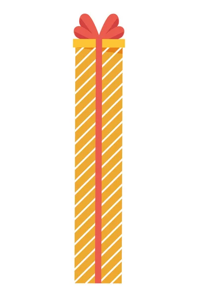 黄色のストライプギフトボックスアイコン — ストックベクタ