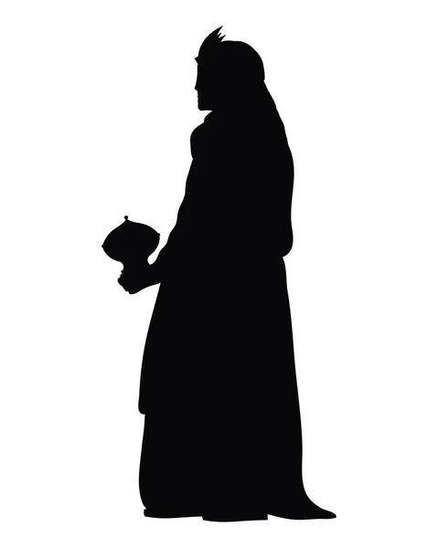 Wise Men Melchior Silhouette Style — Stock Vector
