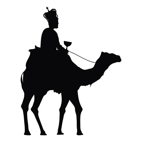 Wise Men Gaspar Camel Silhouette — Stock Vector