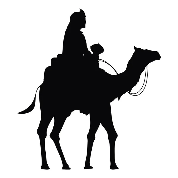 聪明的男人在骆驼轮廓中的巴尔萨扎 — 图库矢量图片