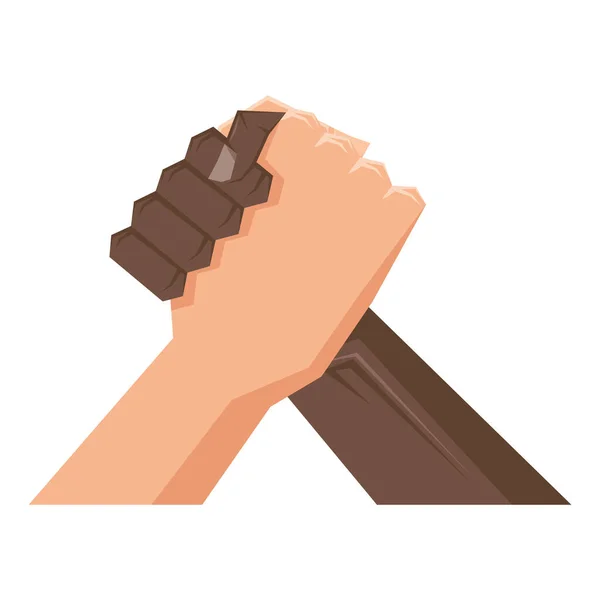 Ícone Isolado Amigável Aperto Mão Interracial — Vetor de Stock