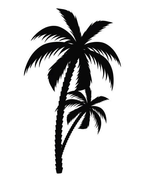 Arbres Palmiers Silhouettes Style Icône — Image vectorielle