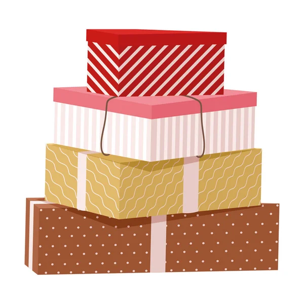 Pile Quatre Cadeaux Cadeaux — Image vectorielle
