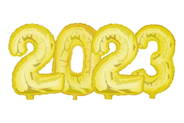 Золотые 2023 Цифры Шарики Гелий Значок — стоковый вектор