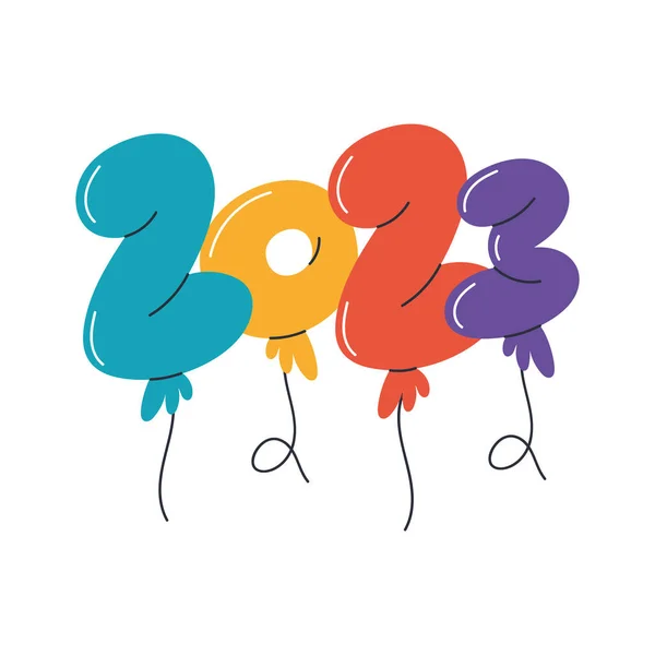 2023 Jahr Ballons Helium Symbol Isoliert — Stockvektor