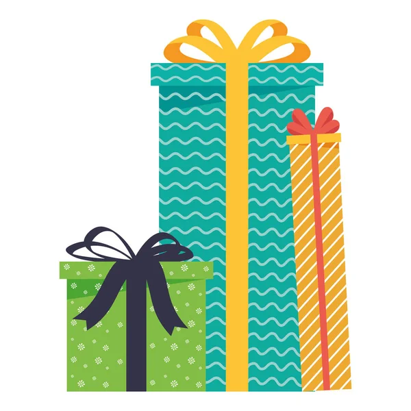 Three Gifts Boxes Presents Icon — Stock Vector