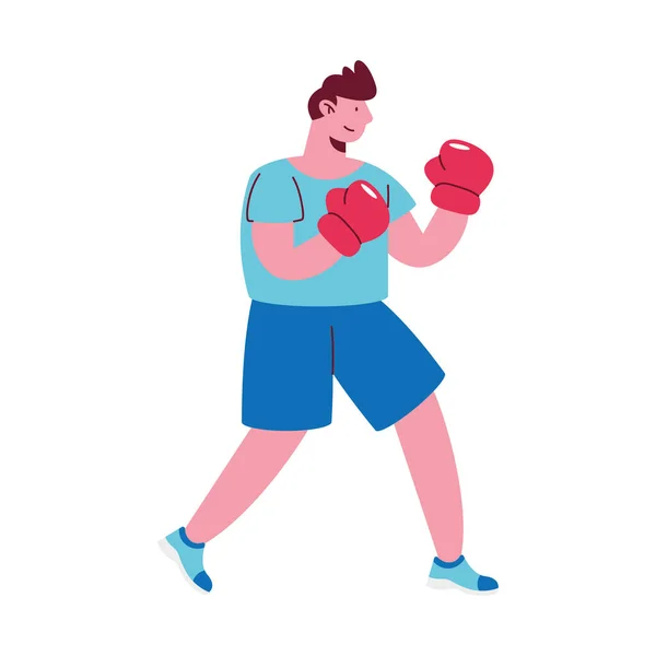 Athlète Masculin Pratiquant Boxe Caractère — Image vectorielle