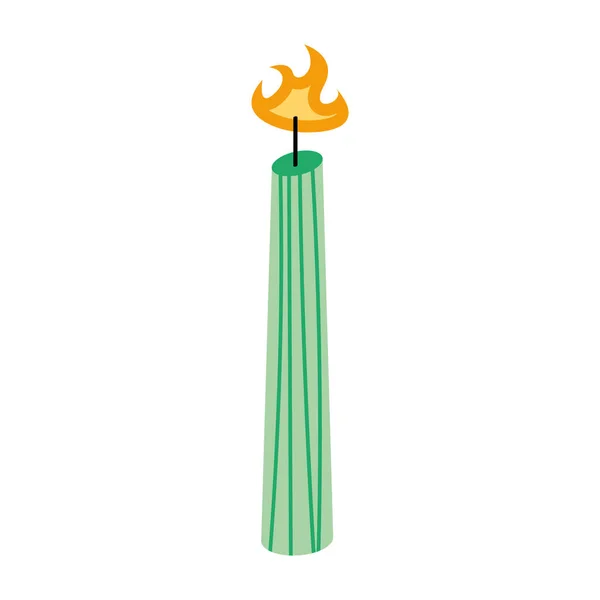 緑の誕生日キャンドル装飾アイコン — ストックベクタ