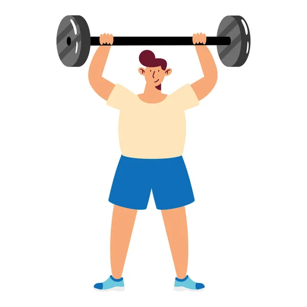 Male Athlete Lifting Weight Character — Stock Vector
