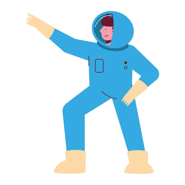 Astronauta Vistiendo Uniforme Azul Carácter — Vector de stock