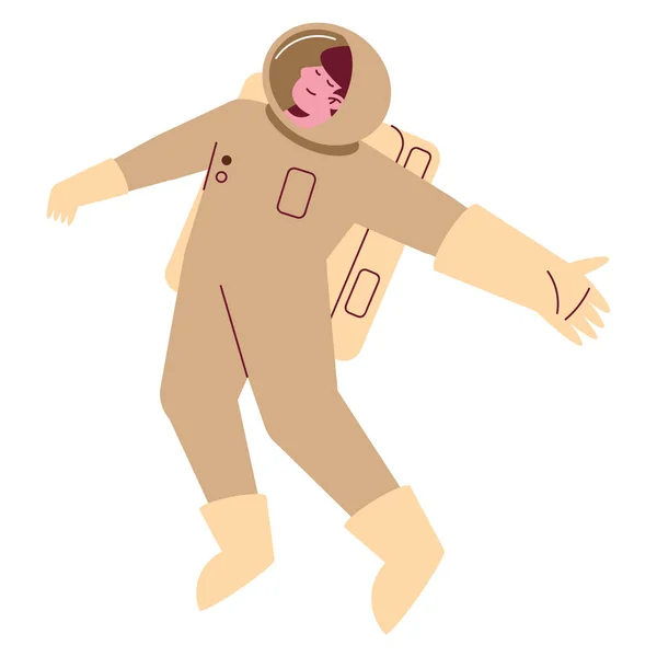 Astronaut Draagt Beige Pak Karakter — Stockvector