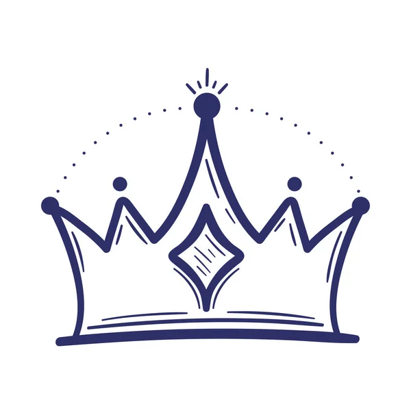 Corona Con Icono Boceto Diamante — Vector de stock