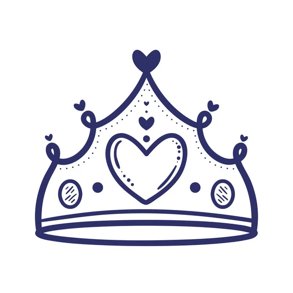 ハートアイコン付きの女王王冠 — ストックベクタ