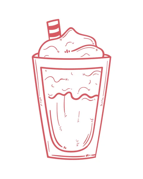 Milkshake Doux Avec Icône Doodle Paille — Image vectorielle