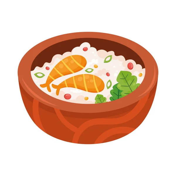Riz Crevettes Icône Nourriture Coréenne — Image vectorielle