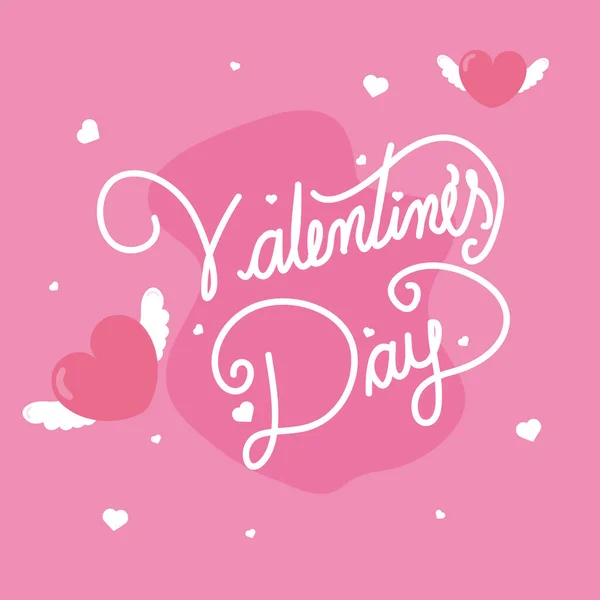 Día San Valentín Letras Corazones Volando — Archivo Imágenes Vectoriales