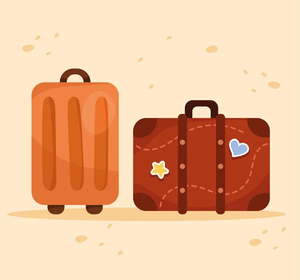 旅行スーツケースのアイコンのペア — ストックベクタ