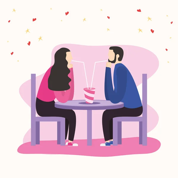 Lovers Couple Dating Characters Scene — Stock Vector