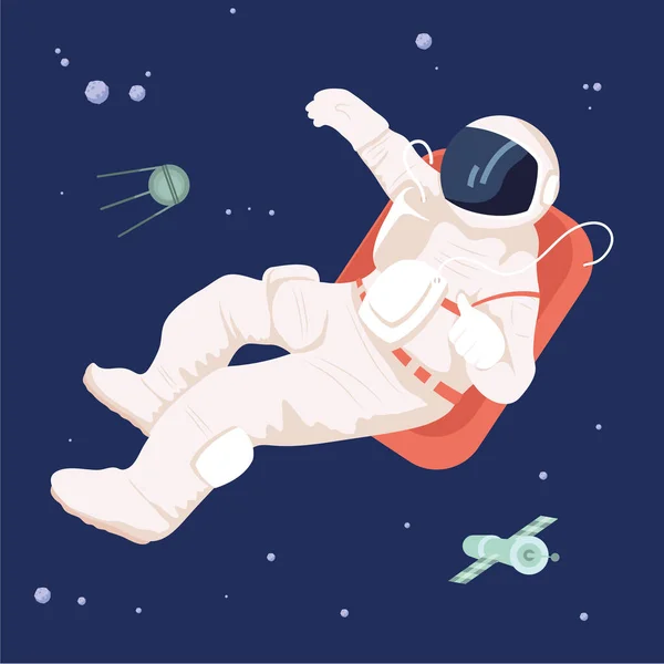Astronaut Flyter Rymden Yttre — Stock vektor