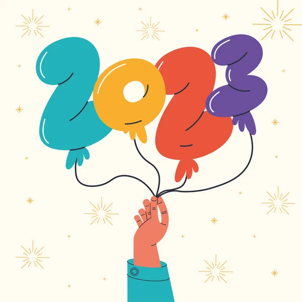 Χέρι 2023 Νέο Έτος Μπαλόνια Εικονίδιο — Διανυσματικό Αρχείο