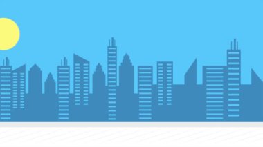 Binalar şehir manzarası sahne animasyonu, 4k video animasyonu