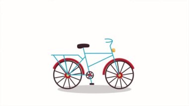 mavi bisiklet yolculuğu nakliye animasyonu, 4k video animasyonu