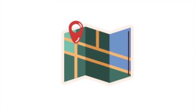 Kağıt haritasında iğne konumu, 4k video canlandırması