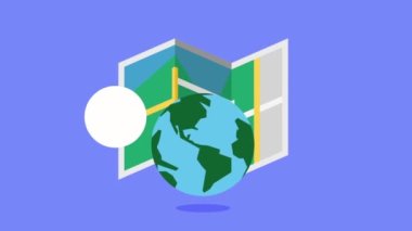 Gezegen Gezegeni ile seyahat ekipmanları, 4k video animasyonu