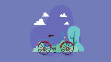 bisiklet yolculuğu ve ağaç sahnesi, 4k video animasyonu