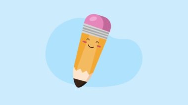 Kalem okulu malzemesi kawaii karakter animasyonu, 4k video animasyonu