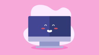 masaüstü bilgisayar teknisyeni kawaii karakter, 4k video animasyonu